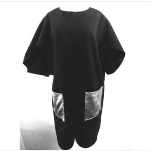 Fair Child Women's Vest Coat M Front Long Cape Kaftan Style Dark Gray